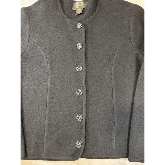 Vintage Wool Cardigan Jacket Women M Black Button Front Minimalist Old Money - Picture 4 of 7